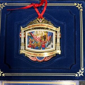 Patriotic Holiday Ornament with Red Ribbon